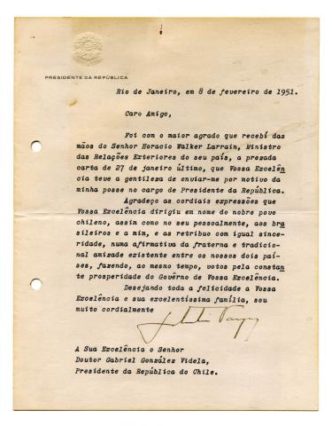Primera imagen del registro Carta de Presidente Getulio Vargas