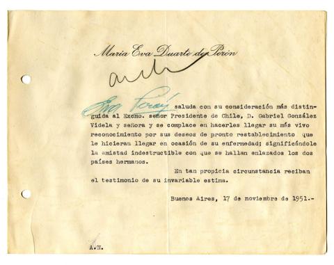Primera imagen del registro Carta de Eva Perón