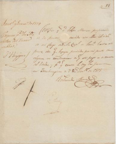 Primera imagen del registro Certificado fechado en 1818