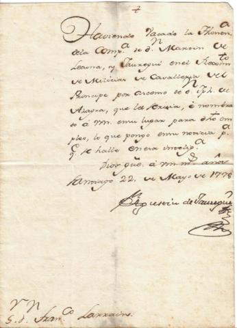 Primera imagen del registro Carta de Agustín de Jáuregui a Francisco Larraín