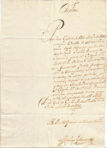 Primera imagen del registro Documento firmado por Santiago de Larraín