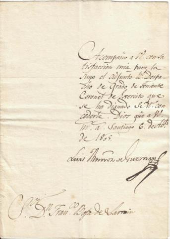 Primera imagen del registro Carta fechada en 1805 adjunta a Nombramiento