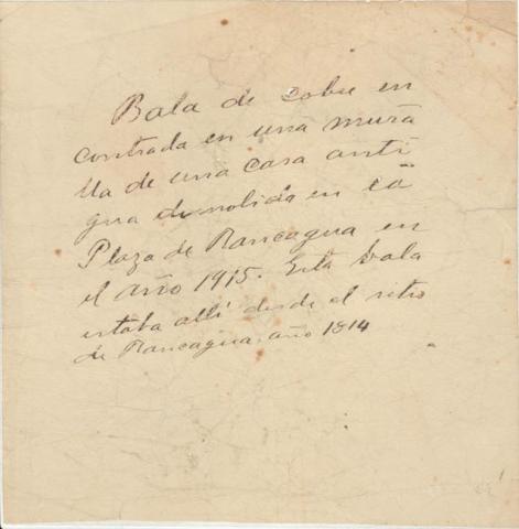 Primera imagen del registro Carta sobre bala encontrada en una Muralla