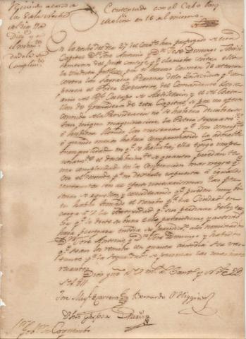 Primera imagen del registro Documento firmado por el General Don Bernardo O'Higgins