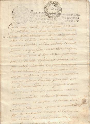 Primera imagen del registro Documento oficial fechado el 21 de Enero de 1794
