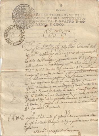 Primera imagen del registro Carta de Don Francisco de Borja Larraín
