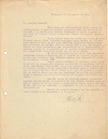 Primera imagen del registro Carta de Oscar Castro a Gonzalo Drago