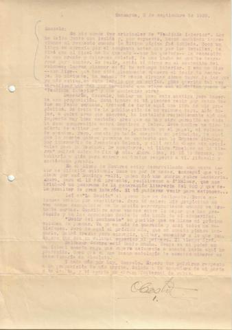 Primera imagen del registro Carta de Oscar Castro de 1939