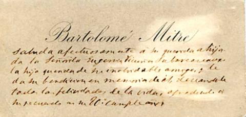 Primera imagen del registro Tarjeta de visita de Bartolomé Mitre
