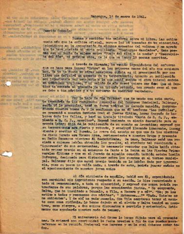 Primera imagen del registro Carta de Oscar Castro a Gonzalo Drago