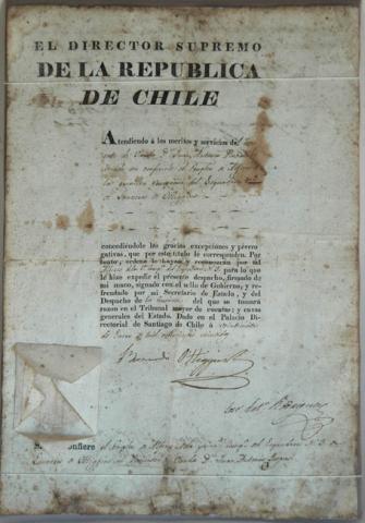 Primera imagen del registro El Director Supremo de la República de Chile, Bernardo O'Higgins