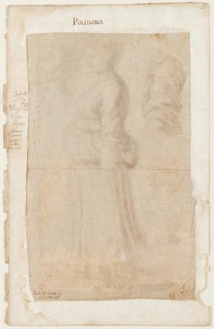 Primera imagen del registro Figura femenina de perfil, estudio del brazo y de un vaso