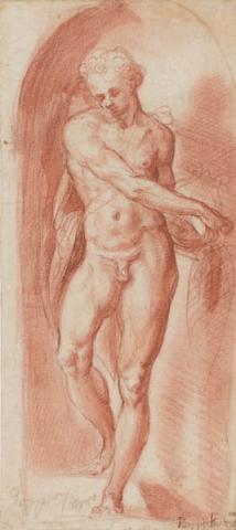Primera imagen del registro Apolo en un nicho (anverso) / Bosquejo de figura del anverso (reverso)