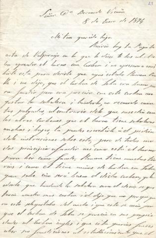 Primera imagen del registro Carta de Carmen Mackenna y Pedro Félix a su hijo Bernardo Vicuña Mackenna