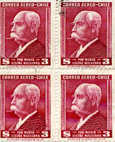 Primera imagen del registro Sellos postales con el perfil de don Benjamín Vicuña Mackenna