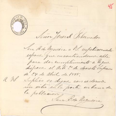 Primera imagen del registro Carta de Sara Braun al Gobernador