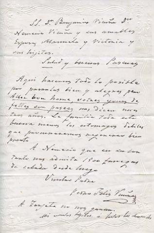 Primera imagen del registro Carta a Benjamín Vicuña y Nemecio Vicuña.