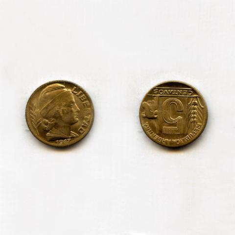 Primera imagen del registro 5 centavos 1947