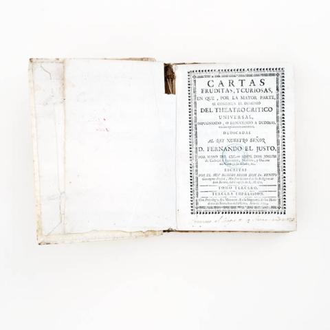 Primera imagen del registro Cartas eruditas y curiosas del theatro critico universal Tomo III