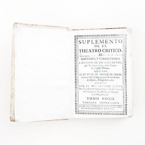 Primera imagen del registro Suplemento del Theatro Crítico o Adiciones y Correcciones en Muchos de los Asumptos Tomo IX