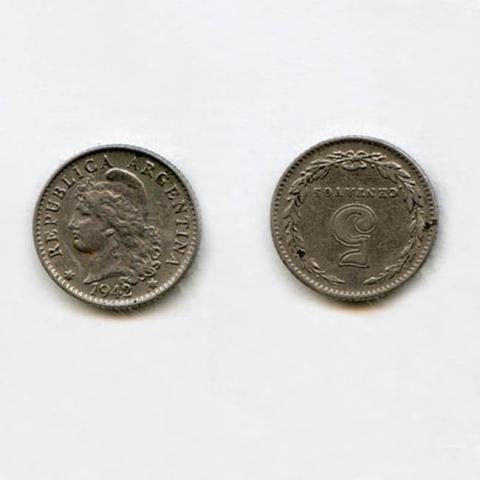 Primera imagen del registro 5 centavos 1942