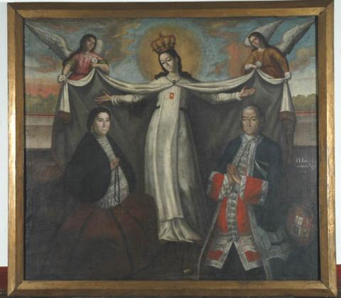 Primera imagen del registro Virgen de la Merced y los donantes Gregorio Ugarte y Juana Salinas