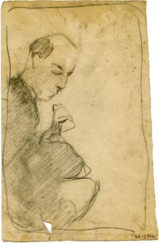 Primera imagen del registro Croquis de figura masculina con guitarra/ Croquis de figuras