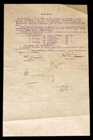 Primera imagen del registro Acta de la Comisión Receptora de Sufragios