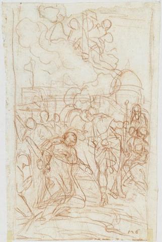 Primera imagen del registro Escena religiosa: Encuentro de Cristo con San Pedro (anverso) / Estudio de figura para la misma composición (reverso)