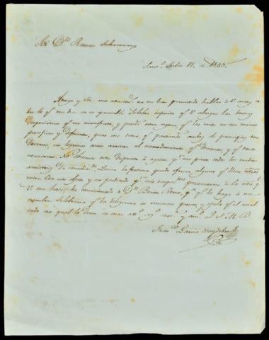 Primera imagen del registro Carta de don Francisco García Huidobro a don Ramón Subercaseaux