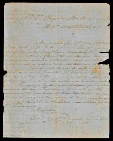 Primera imagen del registro Carta de doña Magdalena Subercaseaux a su hijo Benjamín Vicuña