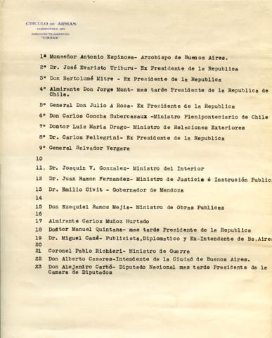 Primera imagen del registro Nómina de los miembros del círculo de Armas de Argentina