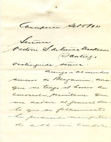 Primera imagen del registro Carta de don Ignacio Ibieta a doña Victoria Subercaseaux