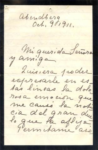 Primera imagen del registro Carta de la señora Rebeca Matte de Iñiguez a su muy querida amiga Victoria