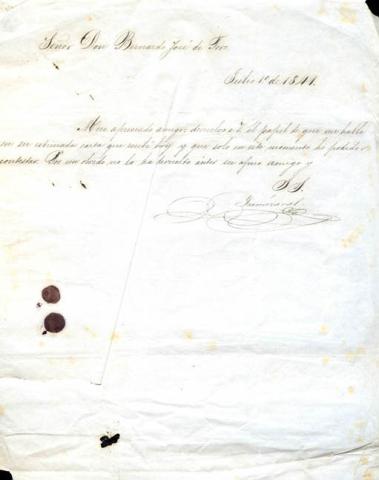 Primera imagen del registro Carta del señor Irarrázabal a don Bernardo José de Toro