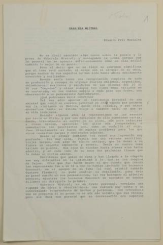 Primera imagen del registro Gabriela Mistral