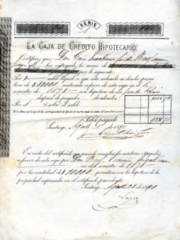 Primera imagen del registro Certificado de la Caja de Crédito Hipotecario