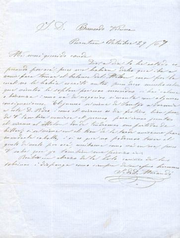 Primera imagen del registro Carta de don Juan de Dios Morandé al señor Bernardo Vicuña Mackkena