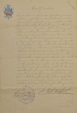 Primera imagen del registro Certificado del Conservador de Bienes Raíces de la Quinta del Camino de Cintura