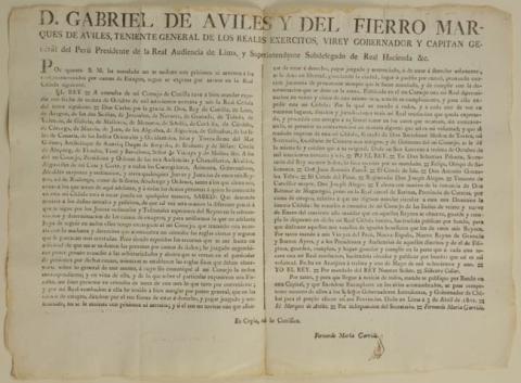 Primera imagen del registro Bando de don Gabriel de Avilés y del Fierro, Marqués de Avilés