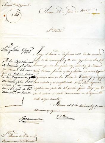 Primera imagen del registro Oficio de la Intendencia de Coquimbo al señor Ministro de Hacienda