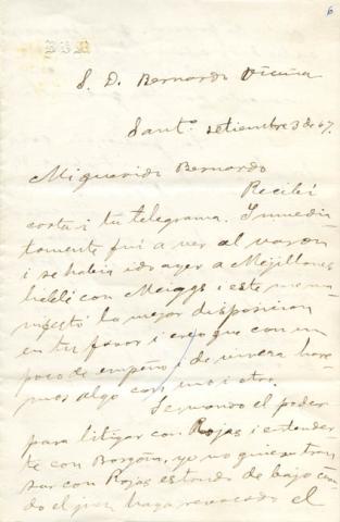 Primera imagen del registro Carta de don Benjamín Vicuña Mackenna a su hermano Bernardo