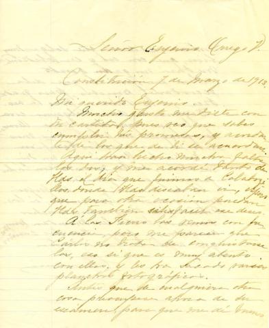Primera imagen del registro Carta de doña Clemencia Orrego Luco a su sobrino Eujenio