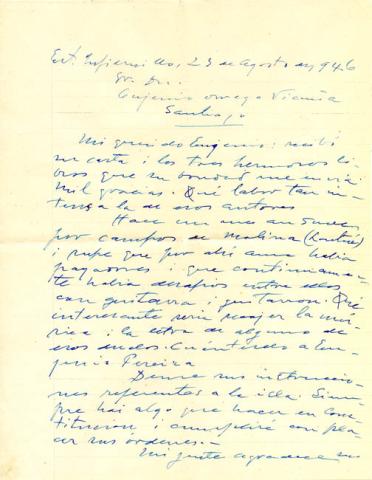 Primera imagen del registro Carta de don Jorge González Bastías a don Eugenio Orrego Vicuña