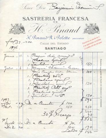 Primera imagen del registro Detalle del vestuario confeccionado a Benjamín Vicuña Subercaseaux