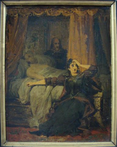 Primera imagen del registro Juana la Loca a los pies de Felipe el Hermoso de Austria, su marido moribundo