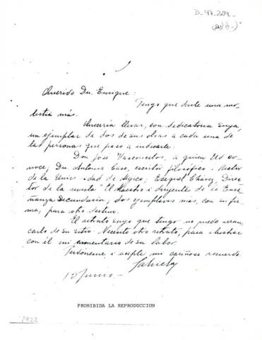 Primera imagen del registro Carta de Gabriela Mistral