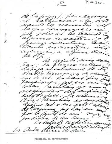 Primera imagen del registro Carta de Gabriela Mistral