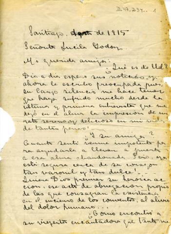 Primera imagen del registro Carta de María Luisa Fernández a Gabriela Mistral