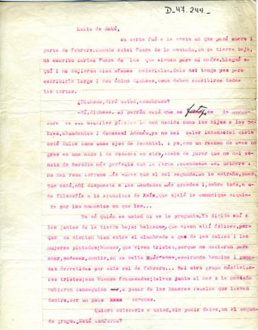 Primera imagen del registro Carta de Gabriela Mistral